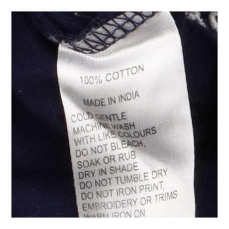 Frill Sleeve Jersey Blouse Navy and White
