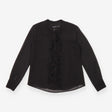 Karen Millen Black Sheer Ruffle Front Long Sleeve 