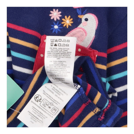 T-Shirt Long Sleeved Multi Striped with Bird Pocke