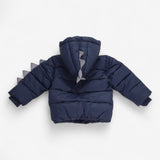 Navy Puffer Coat with Dino Spikes