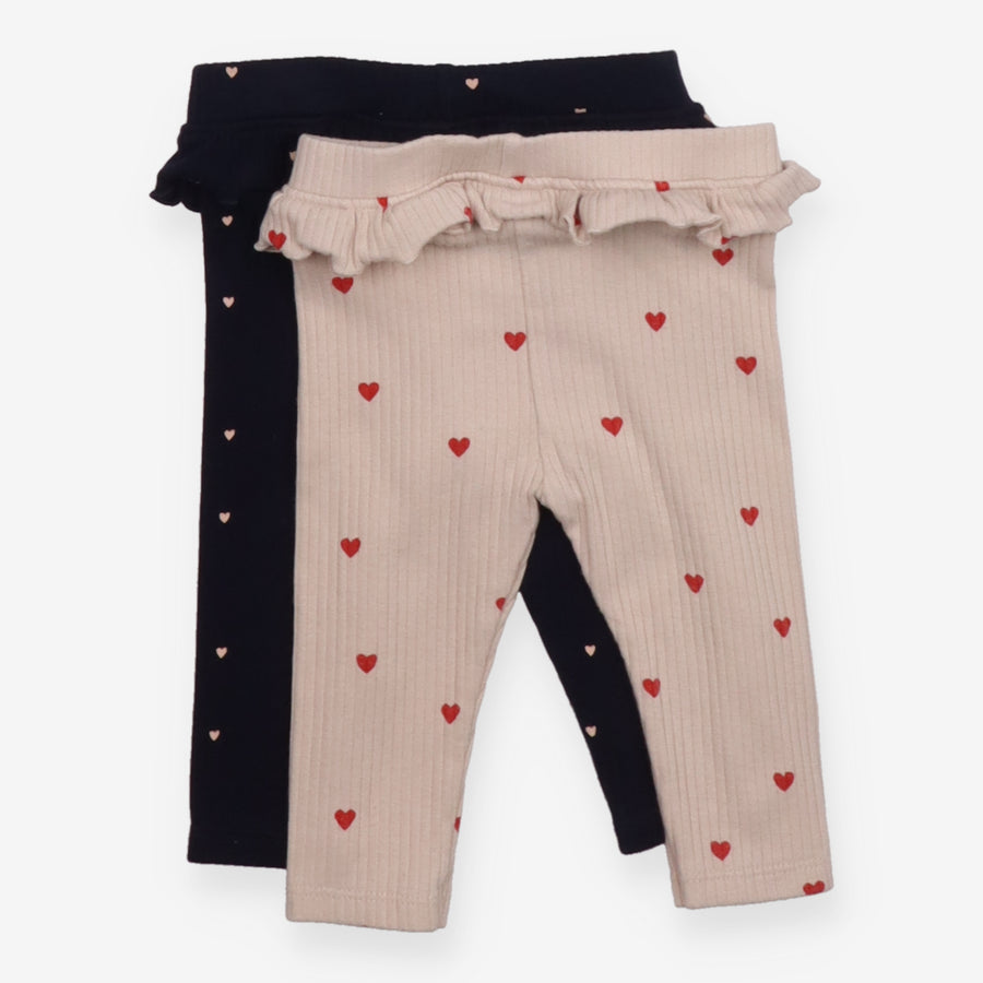 Leggings rib hearts cream navy Pack