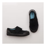 Black rip-tape canvas school plimsolls