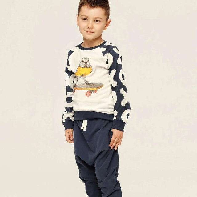 Navy Knee Patch Terry Joggers