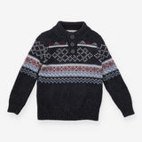 Black Knit Jumper with Three Buttons