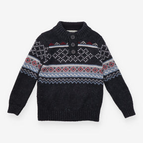 Black Knit Jumper with Three Buttons