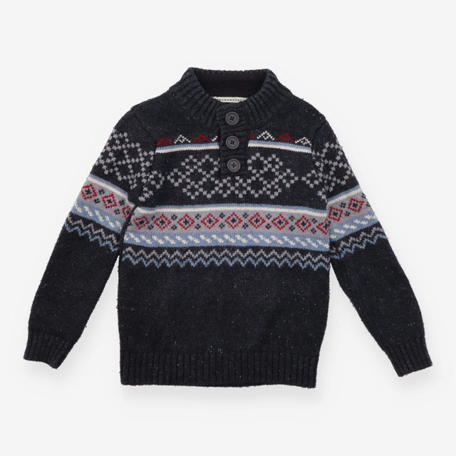 Black Knit Jumper with Three Buttons