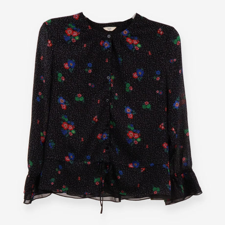 Boho Floral Blouse, Black