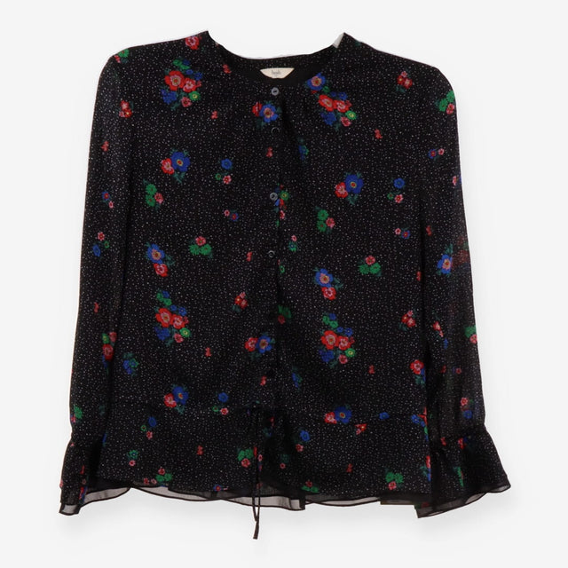 Boho Floral Blouse, Black