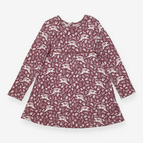 Dress Long Sleeved Purple Hares and Wild Flowers