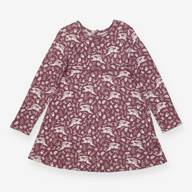 Dress Long Sleeved Purple Hares and Wild Flowers
