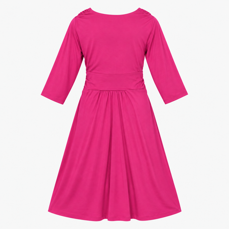 Midi Dress Fuchsia Pink Knot Front Maternity