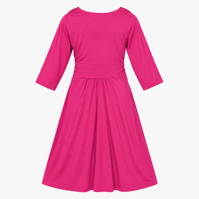 Midi Dress Fuchsia Pink Knot Front Maternity