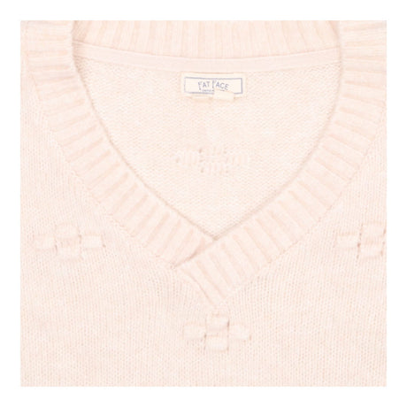 Ivory Alpaca Blend V-Neck Jumper with Textured Kni