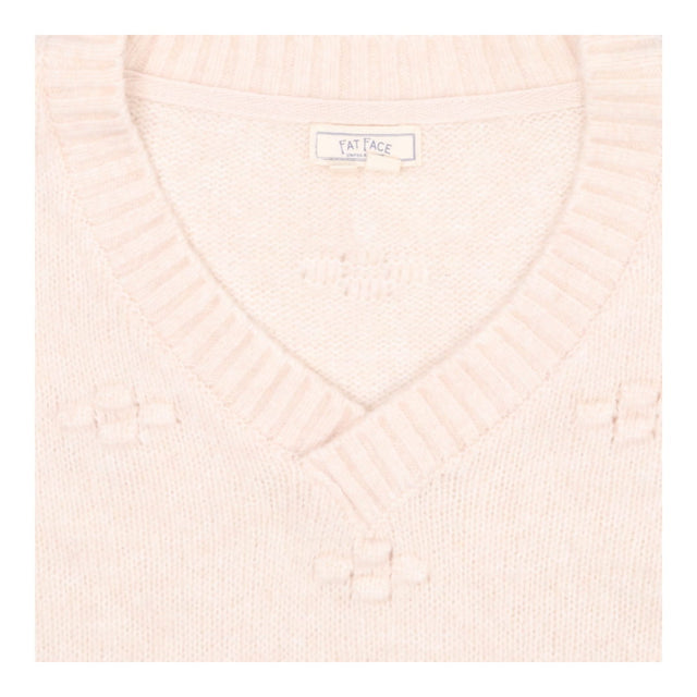 Ivory Alpaca Blend V-Neck Jumper with Textured Kni