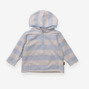 Hoodie large blue white stripes poppers