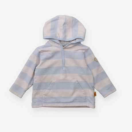Hoodie large blue white stripes poppers
