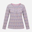 Top Lilac Paisley Print Long Sleeves Gathered Yoke