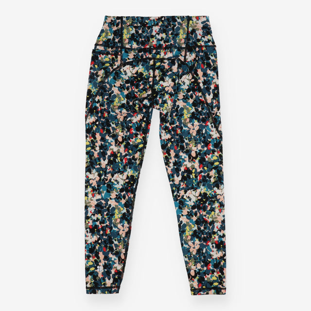 Power Gym Leggings Blue Abstract Floral 7/8 Sculpt