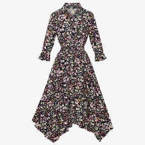 Hush Black Multicolour Floral Print Shirred Waist 