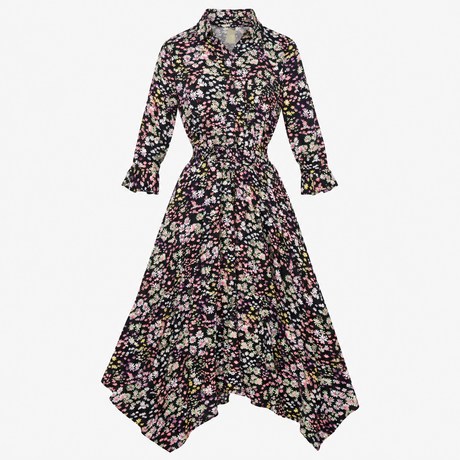 Hush Black Multicolour Floral Print Shirred Waist 