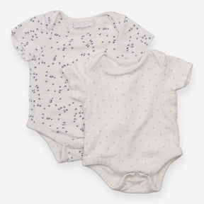 Bodysuits White with Pink Stars and Blue Flowers 2