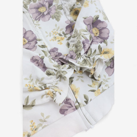 Jersey Zip Up Cardigan with Lilac Frill Print