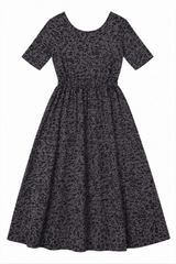 Jersey Dress Charcoal Grey Animal Print