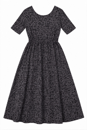 Jersey Dress Charcoal Grey Animal Print