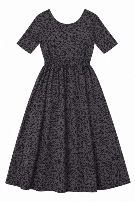 Jersey Dress Charcoal Grey Animal Print