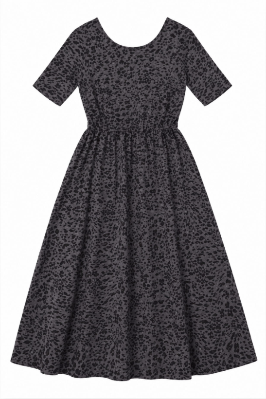 Jersey Dress Charcoal Grey Animal Print