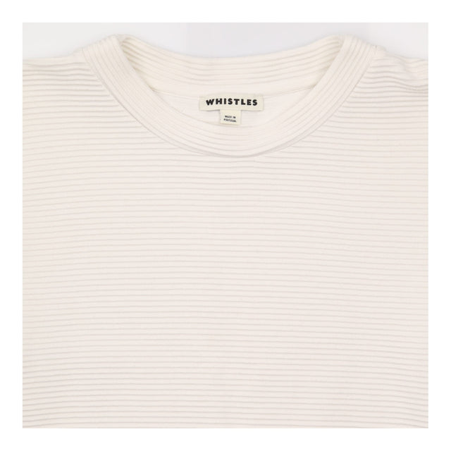 Ribbed Long Sleeve Crew Neck Sweatshirt Off White