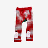 Grey white red stripe reindeer knit leggings