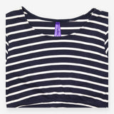 Navy Striped Empire Waist 3/4 Sleeve Maternity Dre