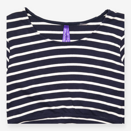 Navy Striped Empire Waist 3/4 Sleeve Maternity Dre