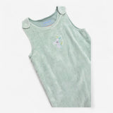 Footed romper green velour with koala 