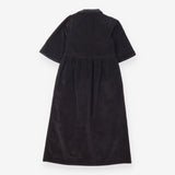 Black Corduroy Zip Front Midi Dress