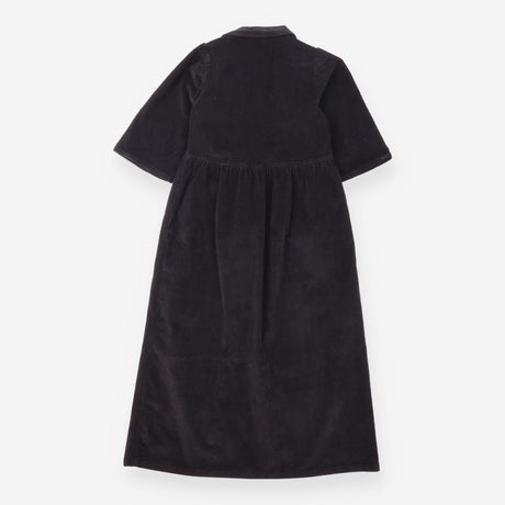 Black Corduroy Zip Front Midi Dress