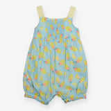 Romper smocked blue spot lemons