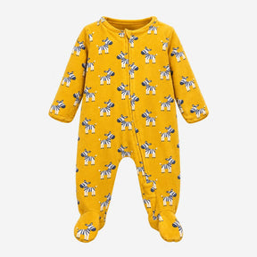 Yellow Zebra Zip Up Sleepsuit