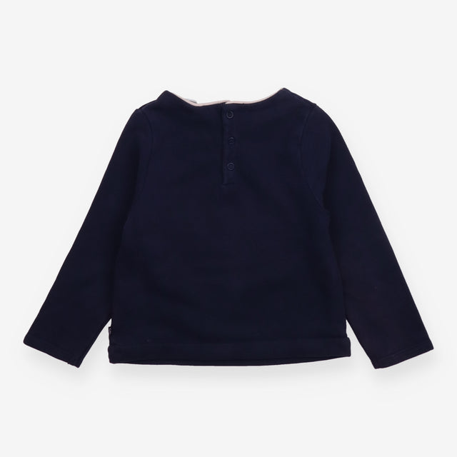 T-shirt long sleeves navy smile cat