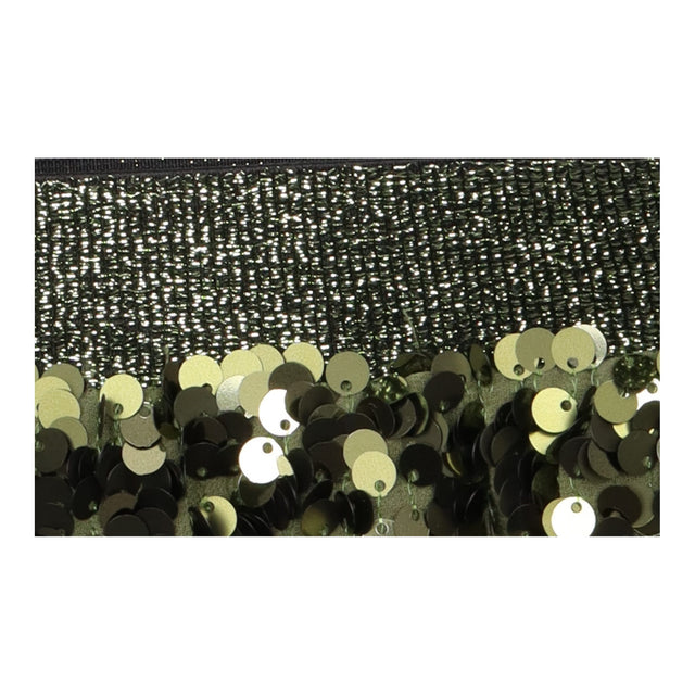 Midi Skirt Khaki Green All Over Sequins Metallic W