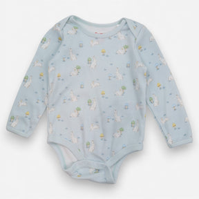 Bodysuit LS blue white bunnies