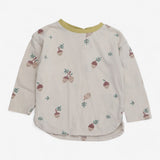 T-shirt Long Sleeve Cream Acorn Print with Yellow 