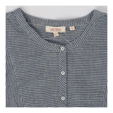 Blue and white fine ticking stripe button-through 