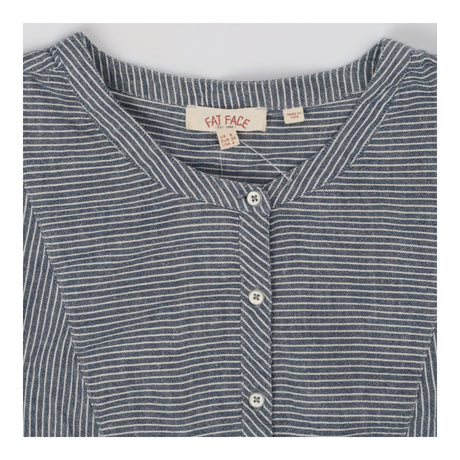 Blue and white fine ticking stripe button-through 