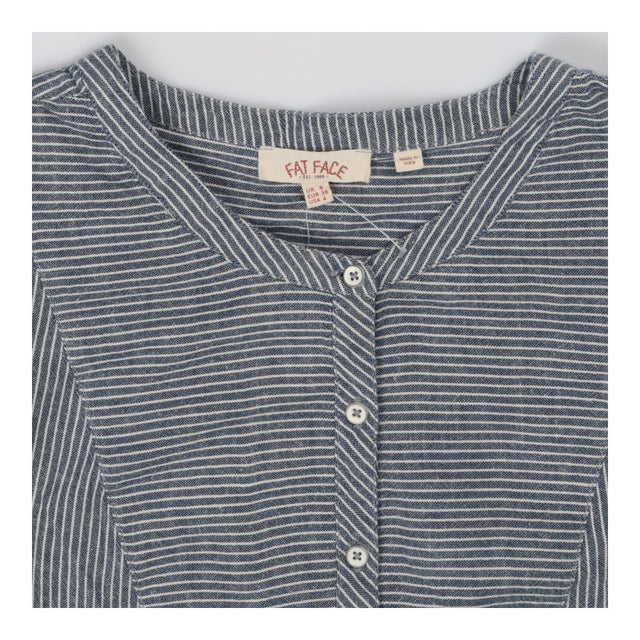 Blue and white fine ticking stripe button-through 