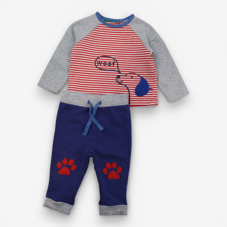 Dog red and blue tee and joggers set