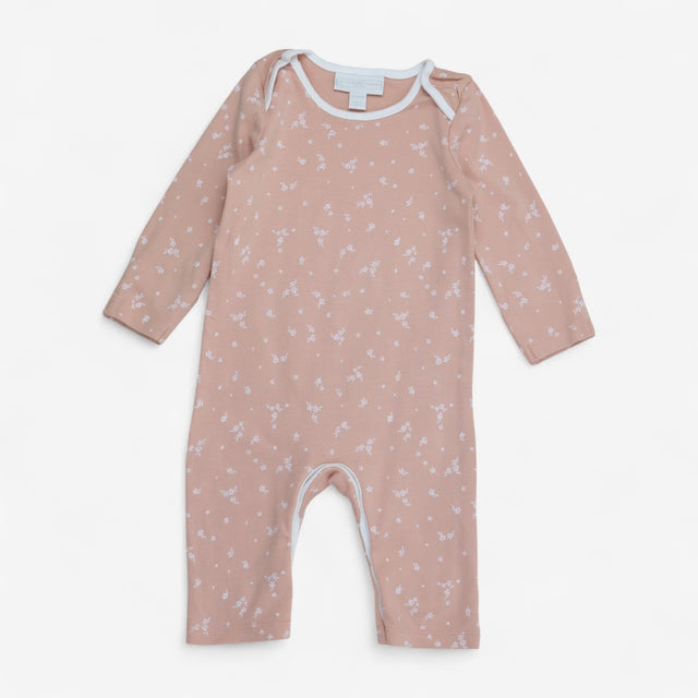 Sleepsuit Pink and White Stripe with Leaf Applique