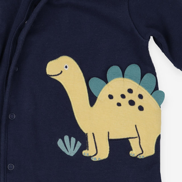 Sleepsuit Navy with Yellow Dinosaur Applique