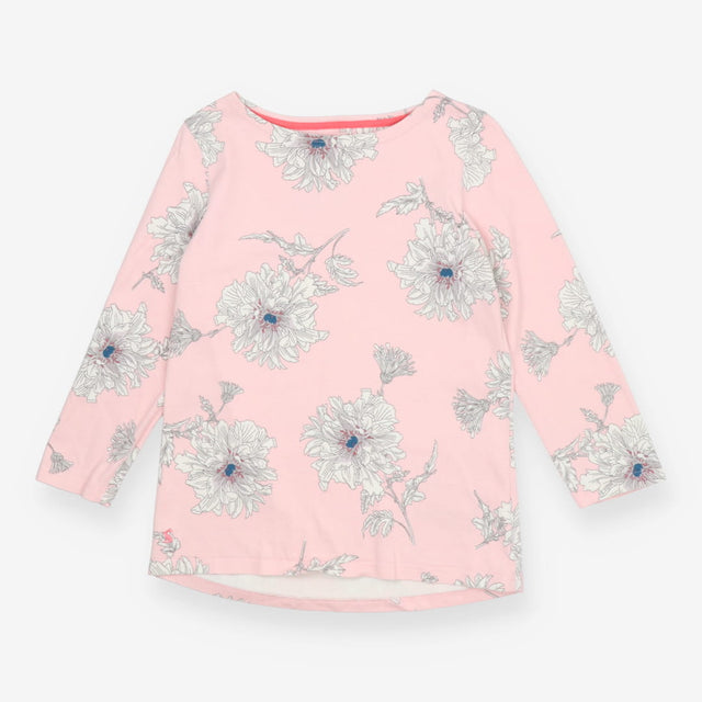 Joules Pink Large Flower Long Sleeve Top – 100% Co